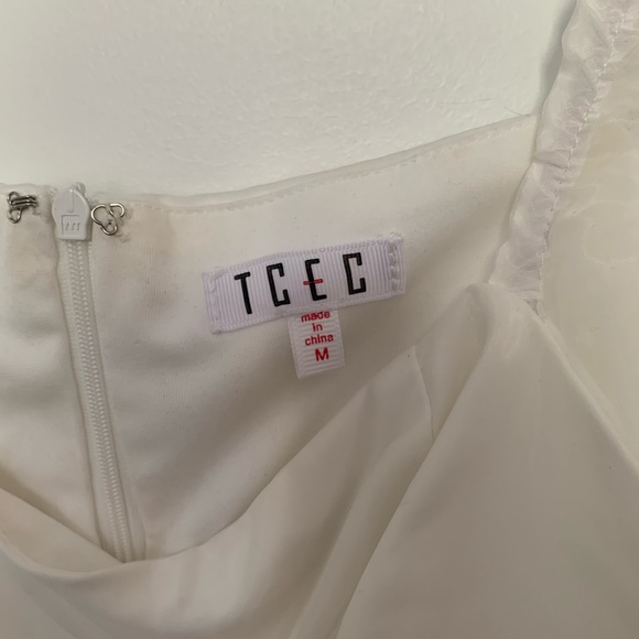 NWT TCEC White Puff Sleeve Babydoll Dress - Picture 4 of 5